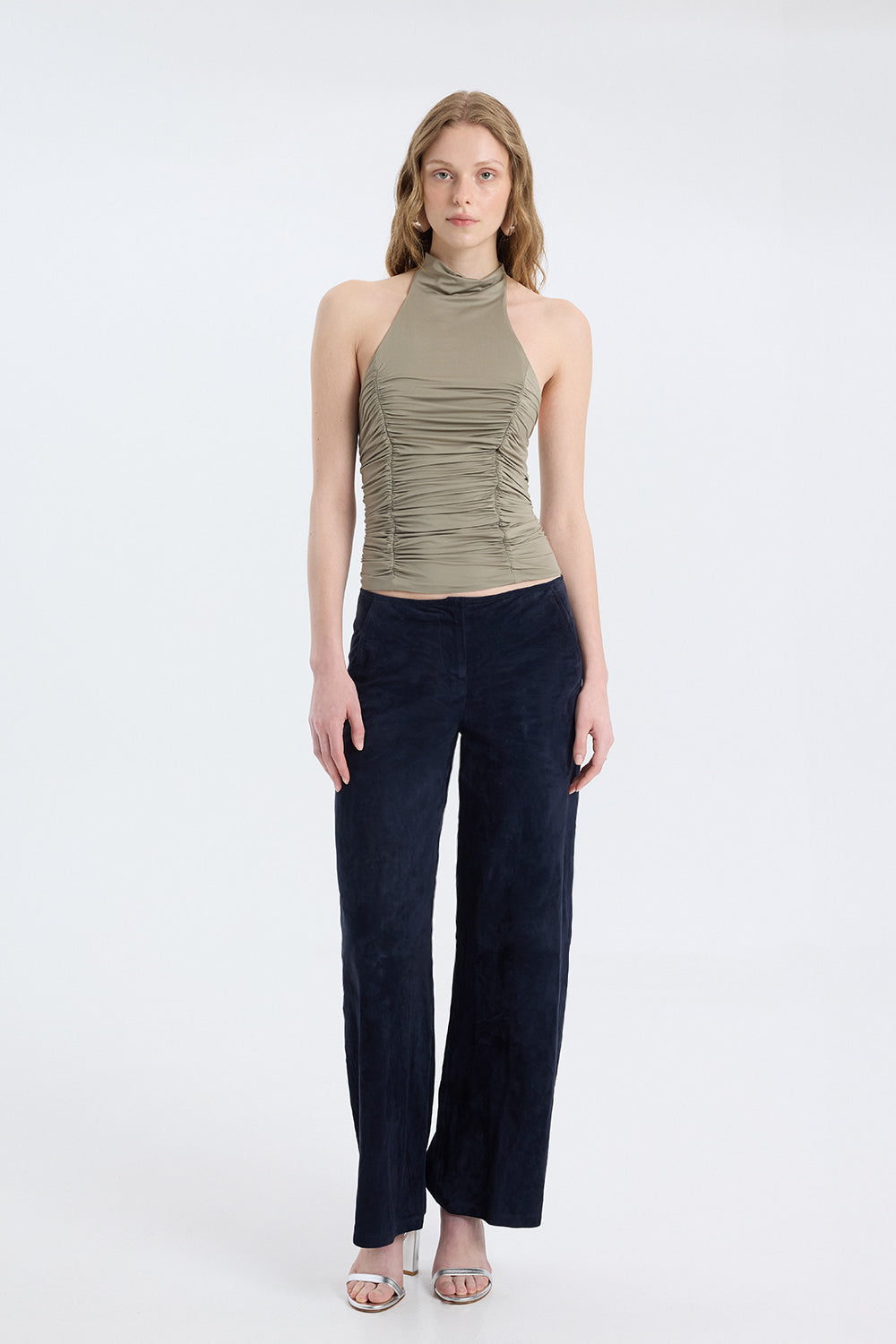 Ruched High-Neck Top