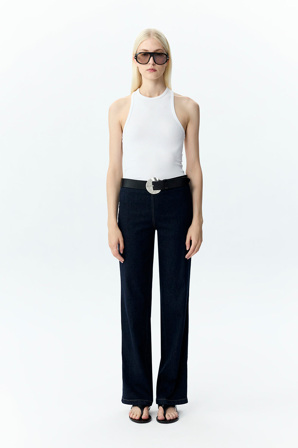Straight Leg Denim Trousers