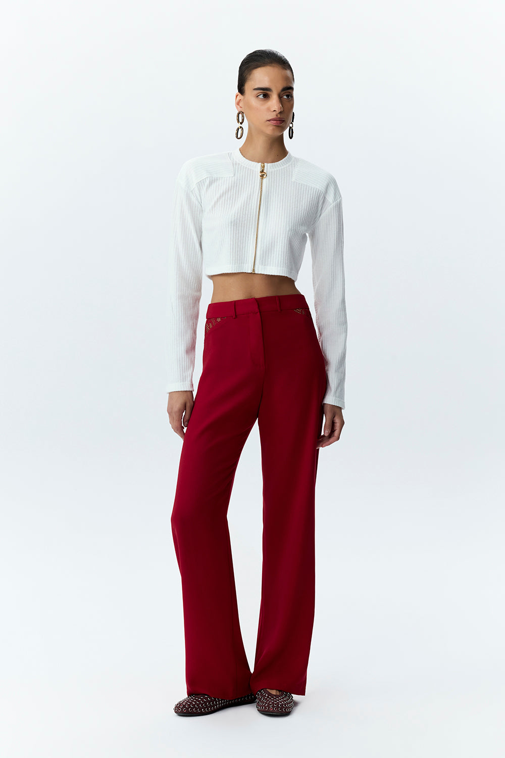 Cropped Zip Wool Cardigan