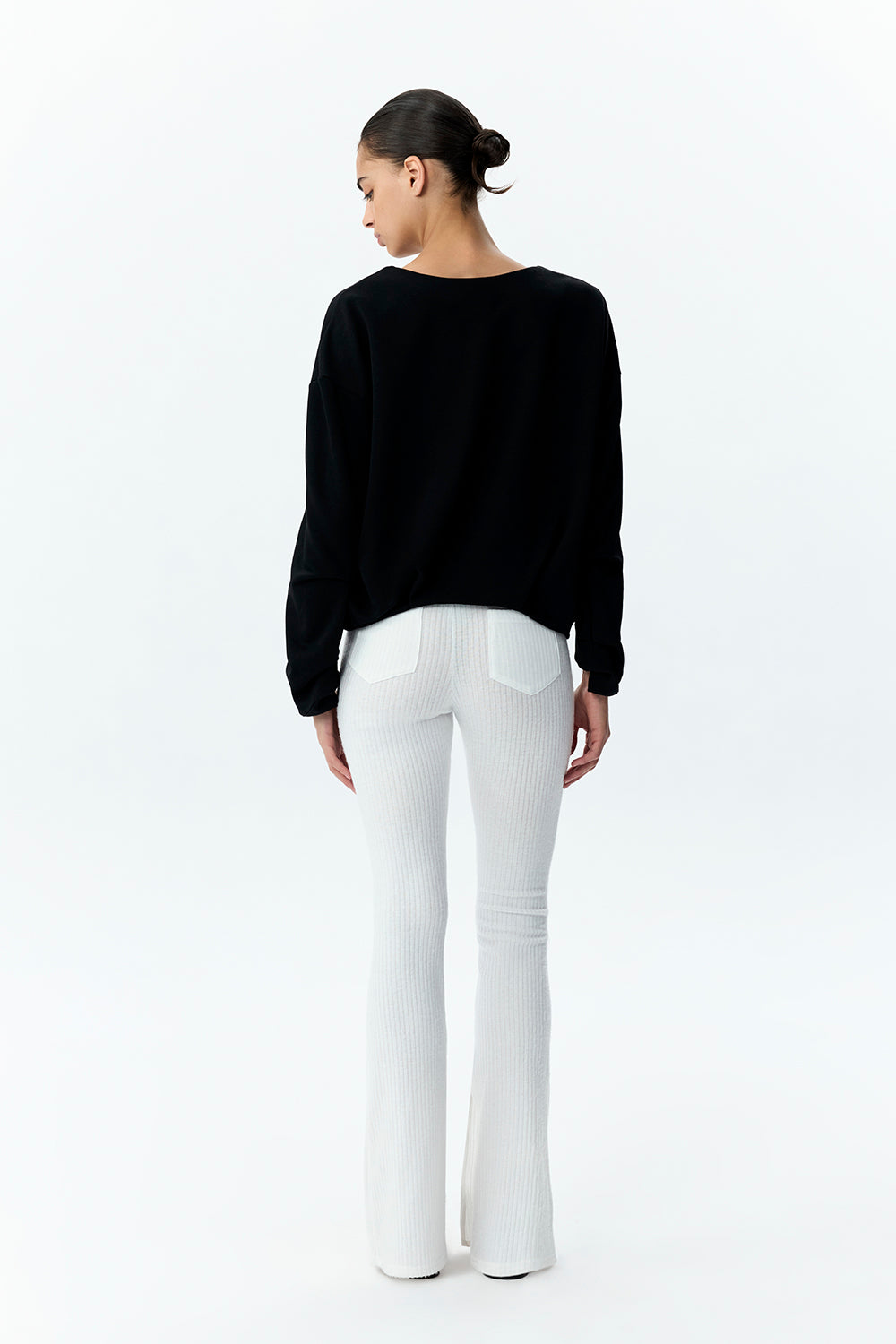 Ribbed Knit Flare Trousers