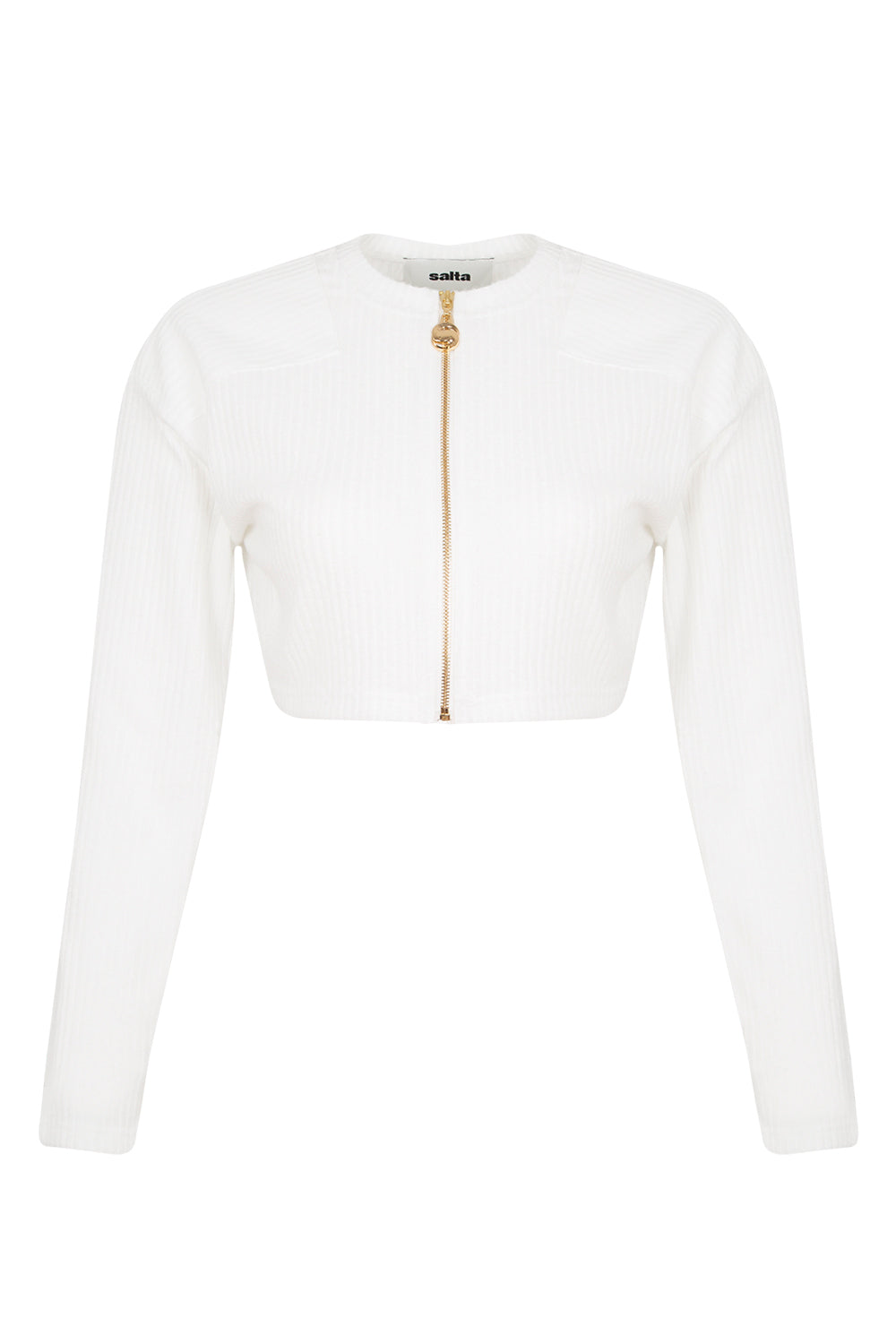 Cropped Zip Wool Cardigan