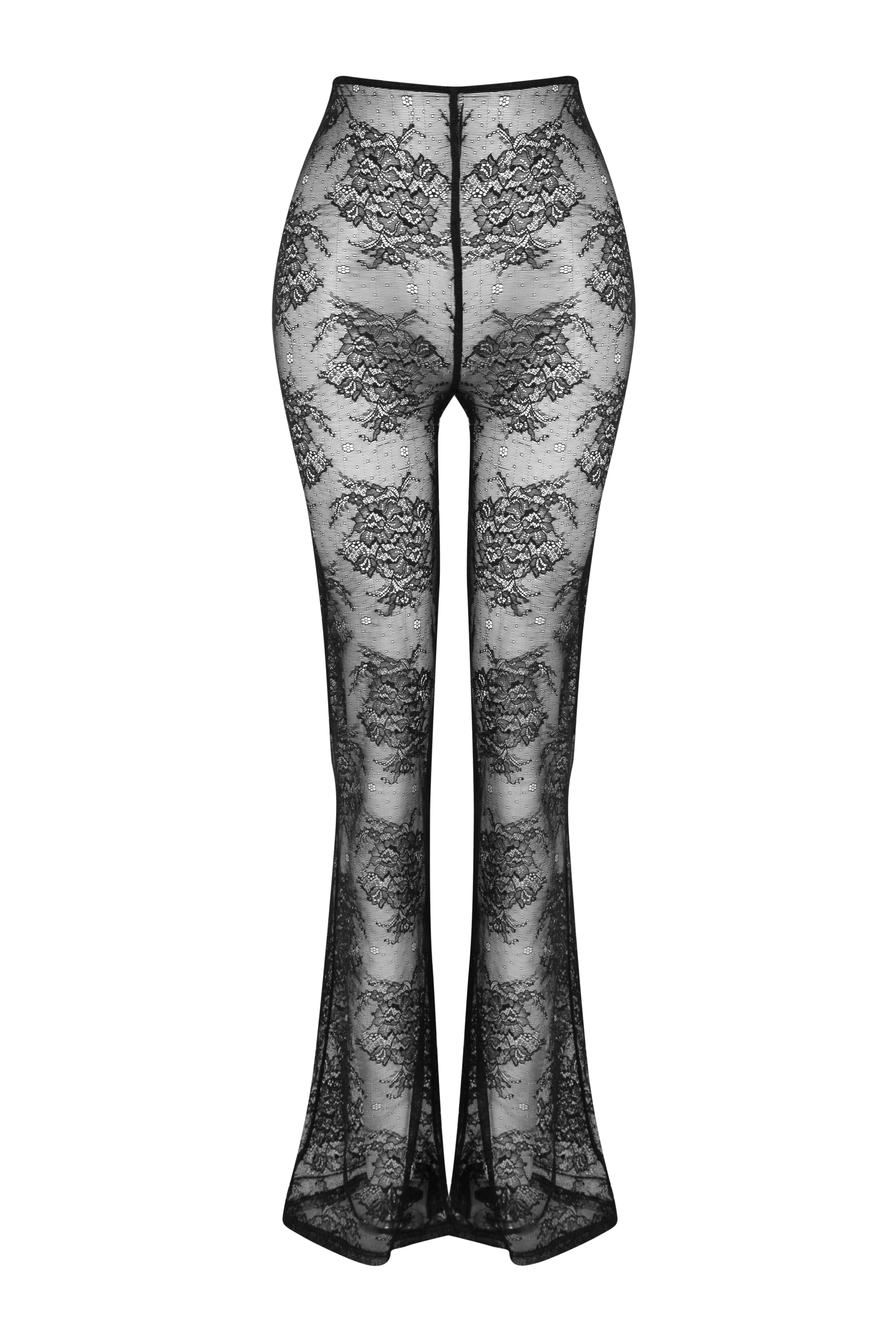 Sheer Lace Flare Trousers
