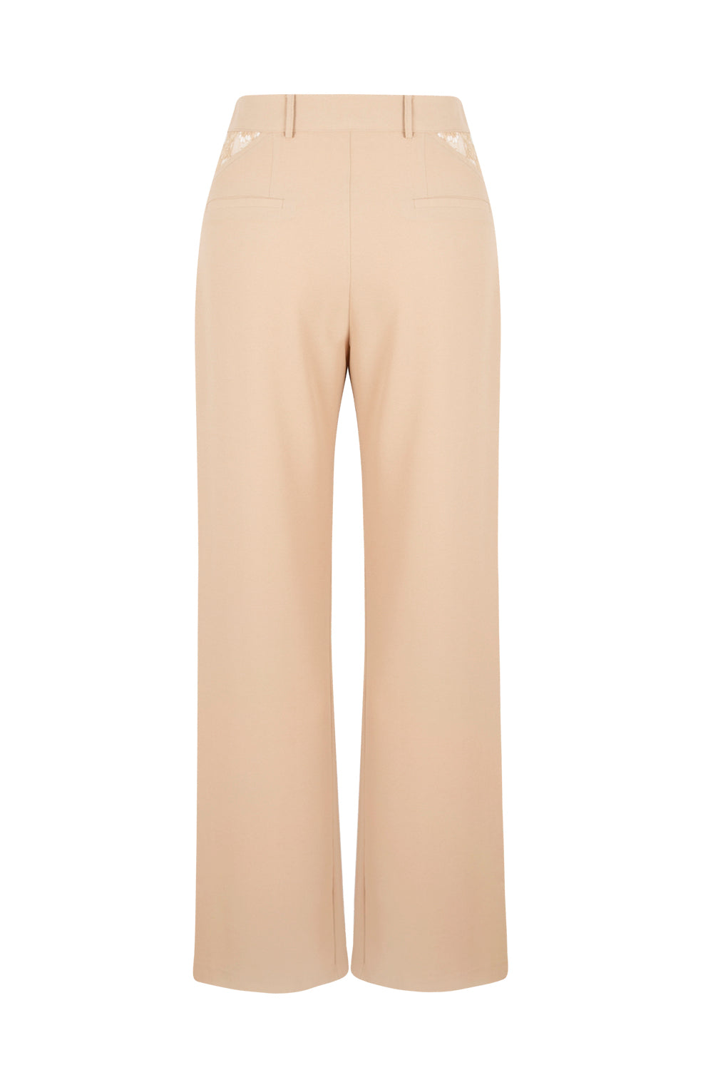Straight Leg Trousers with Lace Insets