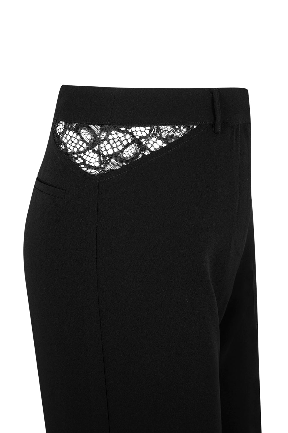 Straight Leg Trousers with Lace Insets