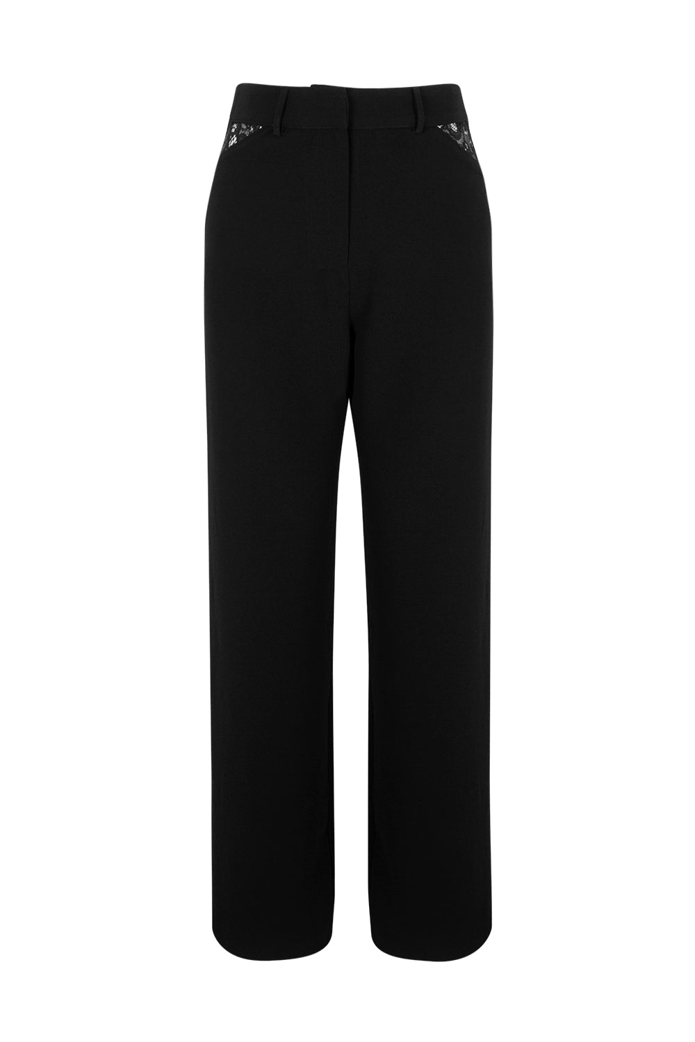 Straight Leg Trousers with Lace Insets