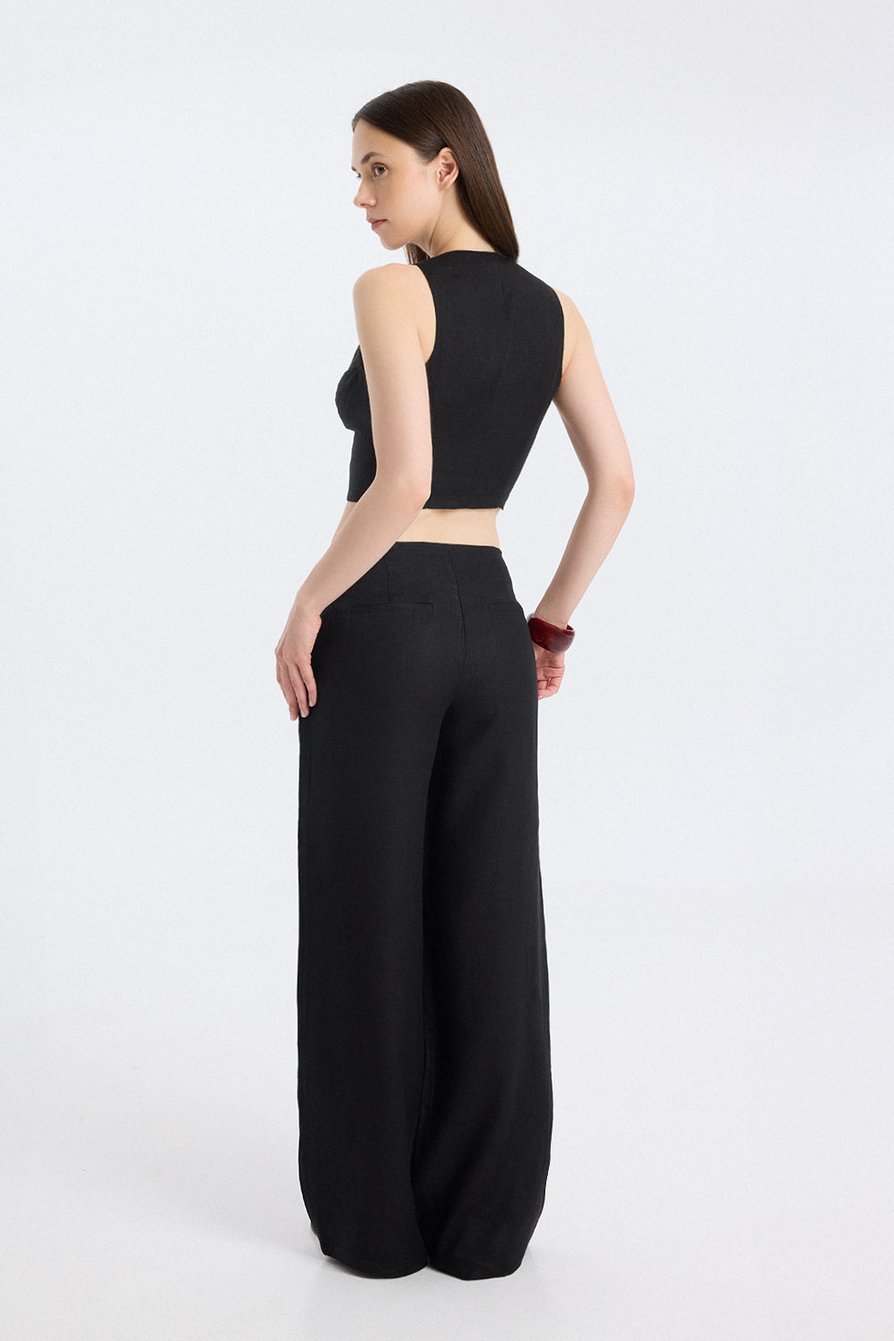 Tailored Linen Wide-Leg Trousers