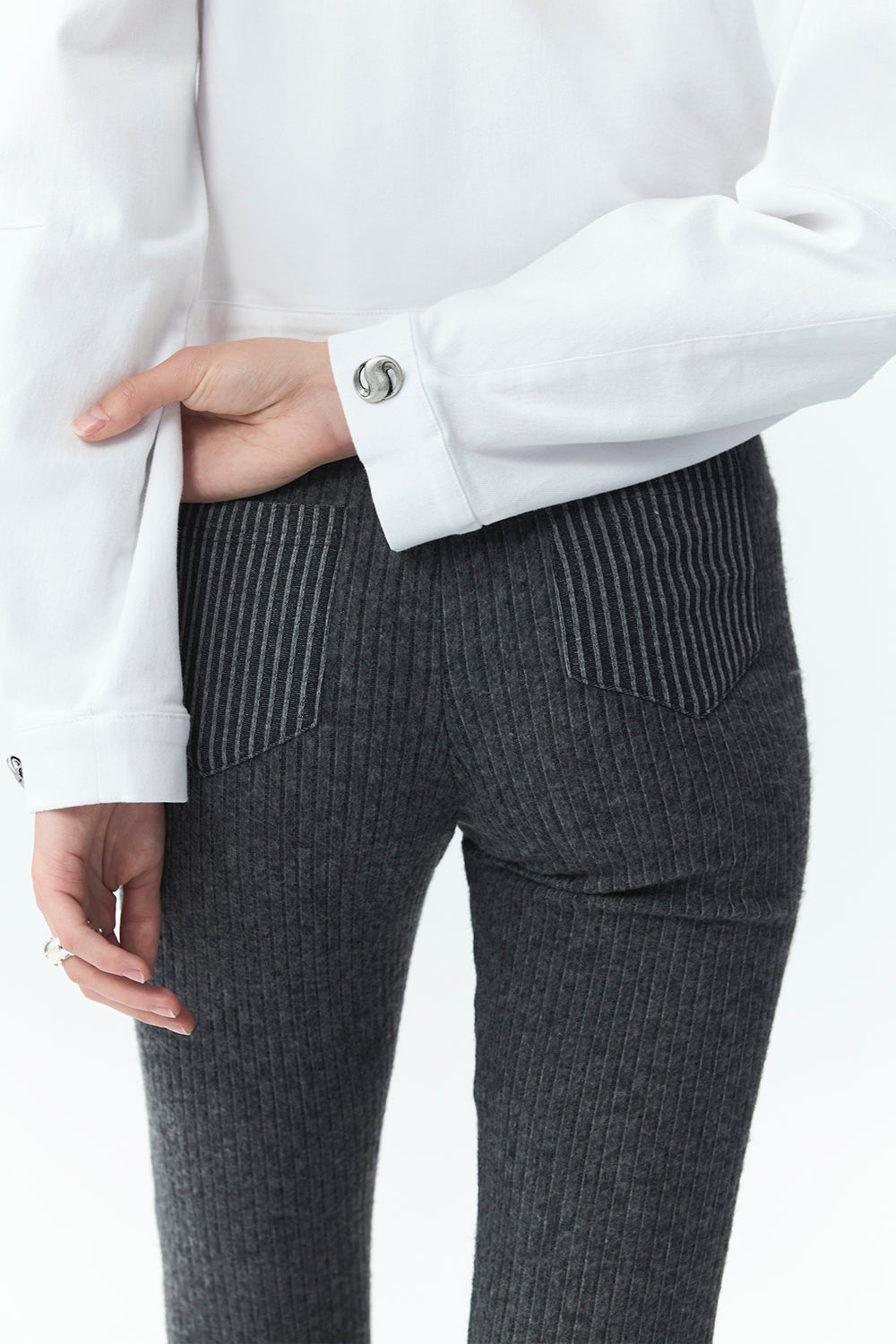 Ribbed Knit Flare Trousers