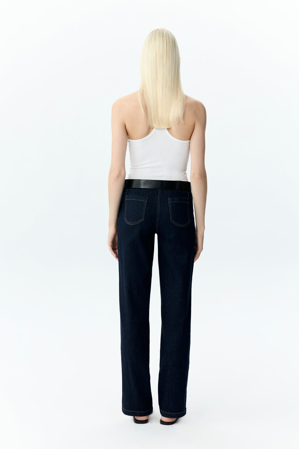 Straight Leg Denim Trousers