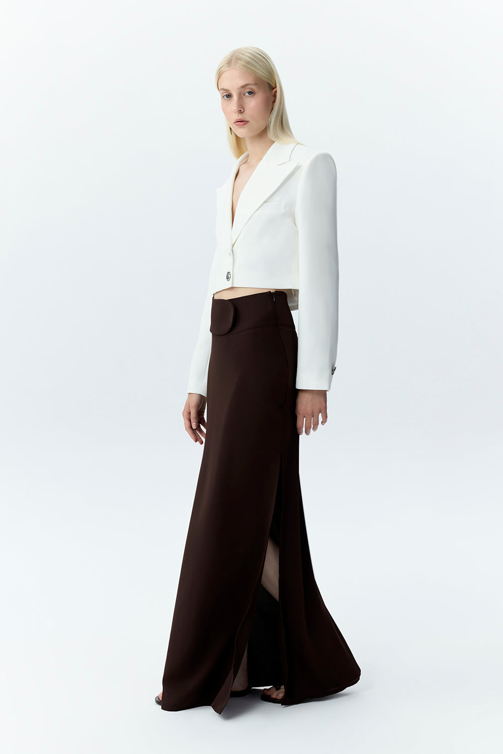 Maxi Skirt with Sculpted Belt Panel