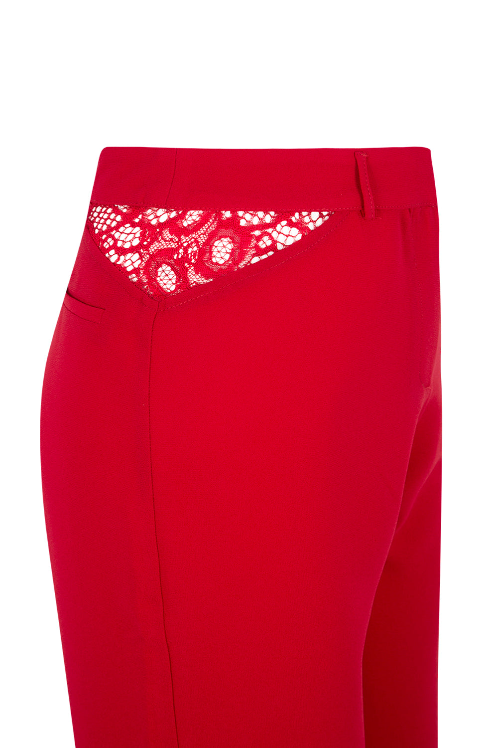 Straight Leg Trousers with Lace Insets