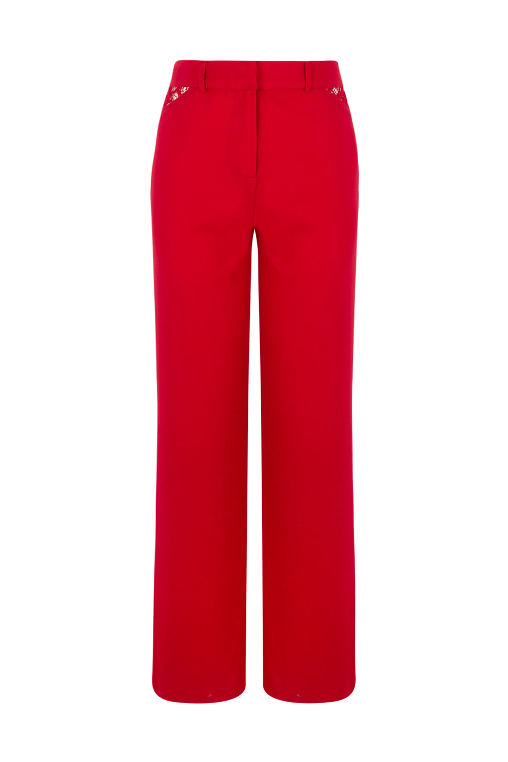Straight Leg Trousers with Lace Insets